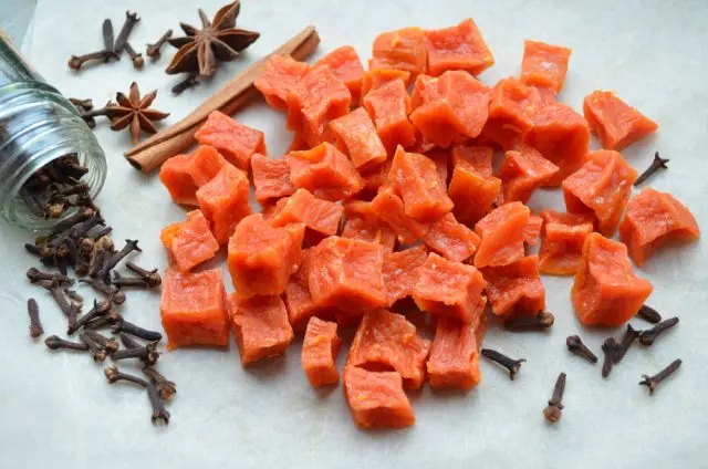 Candied pumpkin at home in the dryer