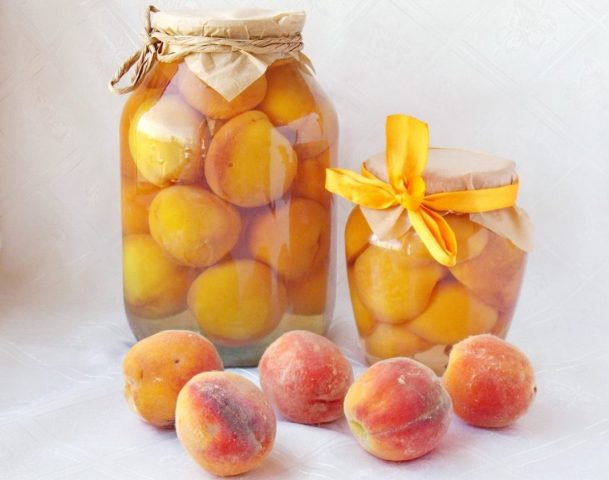 Canned peaches in syrup for the winter