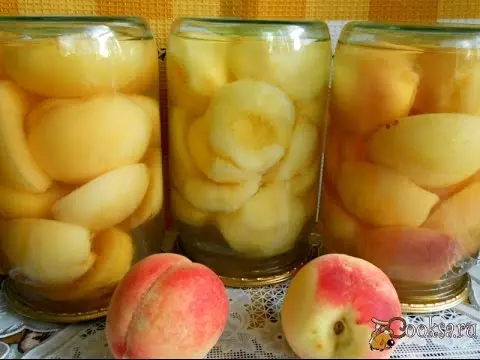 Canned peaches in syrup for the winter