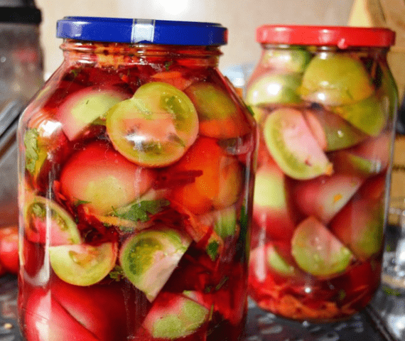 Canning green tomatoes for the winter without sterilization 