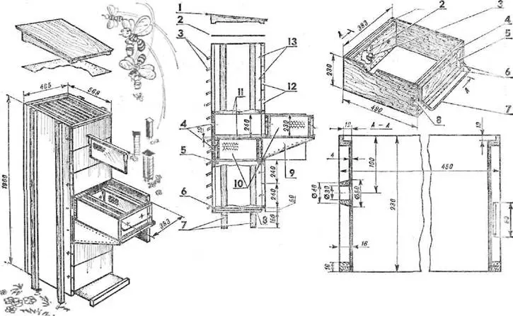 Cassette pavilion for bees: how to do it yourself + drawings