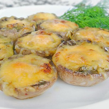 Champignon dish with chicken and cheese