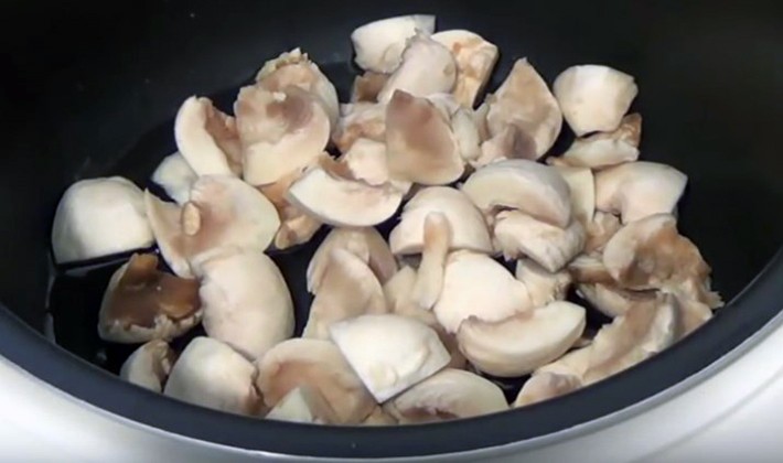 Champignon dishes cooked in a slow cooker