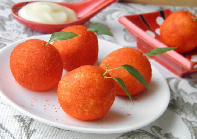 Cheese appetizer Tangerines: spicy, from carrots