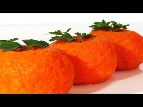 Cheese appetizer Tangerines: spicy, from carrots