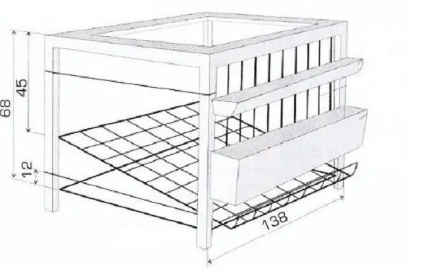 Chicken cage sizes: photo + drawings 