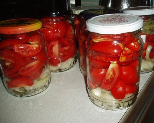 Chopped tomatoes with butter for the winter