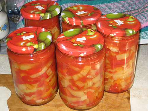 Chopped tomatoes with butter for the winter