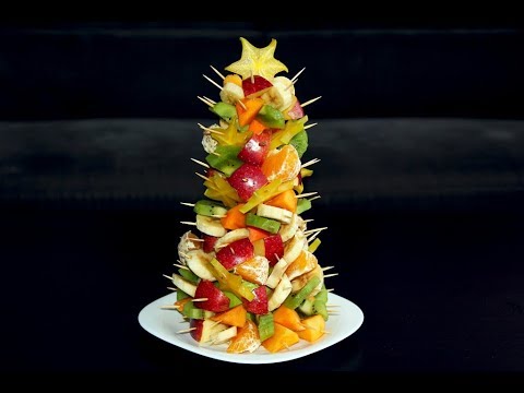 Christmas tree made of fruits for the New Years table with your own hands