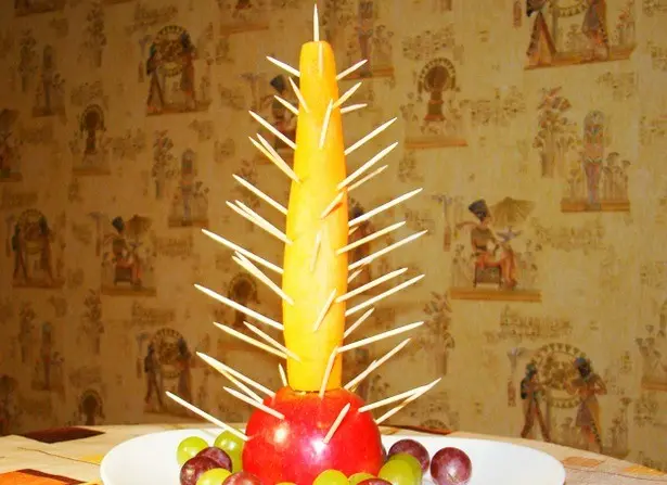 Christmas tree made of fruits for the New Years table with your own hands