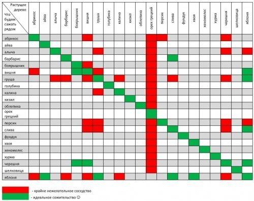 Compatibility of fruit trees and shrubs