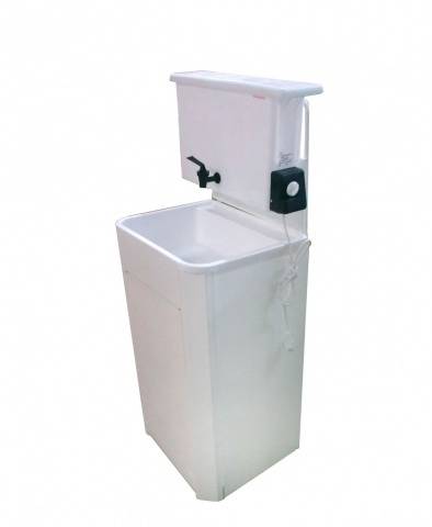 Country washbasin with cabinet and heating