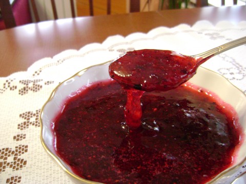 Cranberries mashed with sugar for the winter