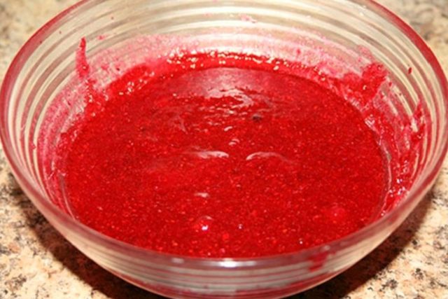 Cranberries mashed with sugar for the winter