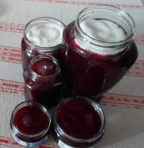 Cranberries mashed with sugar for the winter