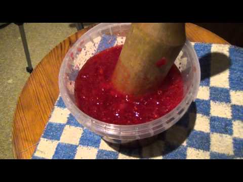 Cranberries mashed with sugar for the winter