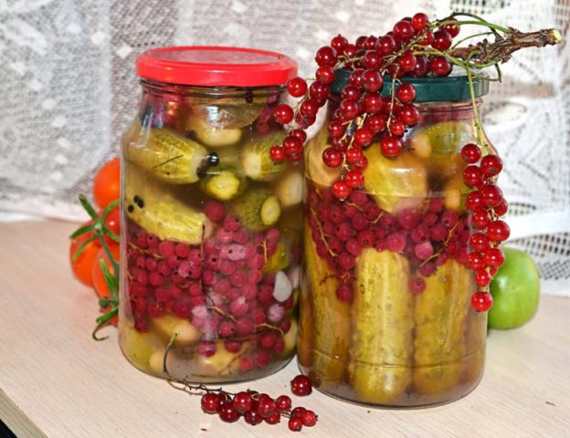 Cucumbers with red currants for the winter: recipes with and without vinegar