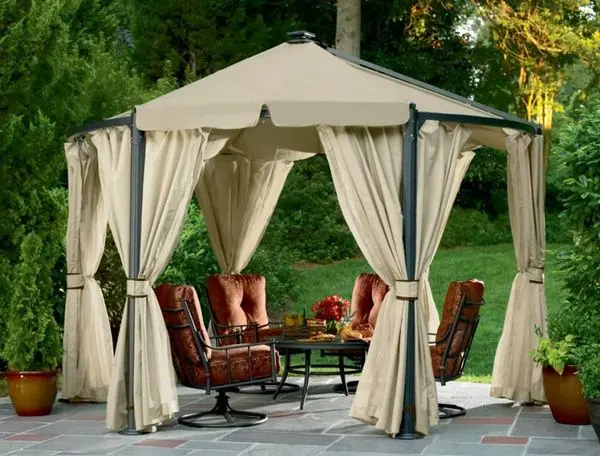 Curtains for the gazebo: summer sunscreen, from wind and rain, curtains made of fabric, PVC, acrylic, vinyl, tarpaulin