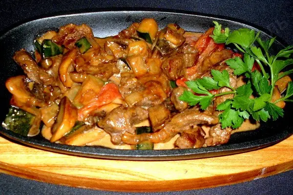 Delicious mushroom dishes with meat or chicken