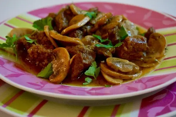 Delicious mushroom dishes with meat or chicken