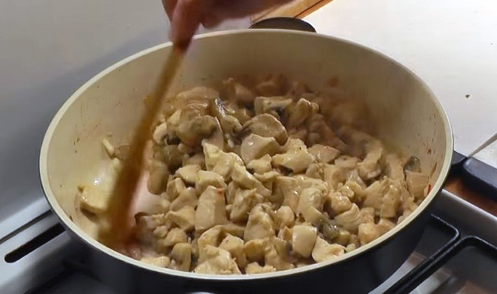 Delicious sauces with chicken and mushrooms