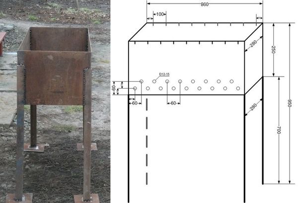 Do-it-yourself barbecue (stationary, folding, portable): design drawings, step-by-step work + photos of design ideas