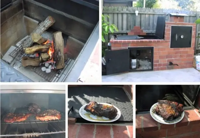 Do-it-yourself brazier with a smokehouse made of bricks