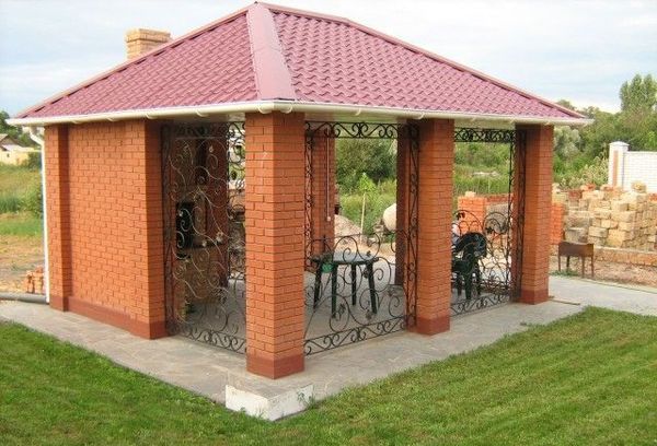 Do-it-yourself brick gazebo: projects of open pavilions, closed structures with windows, a drawing for construction