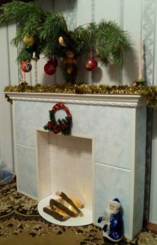 Do-it-yourself foam fireplace: step by step instructions, photo