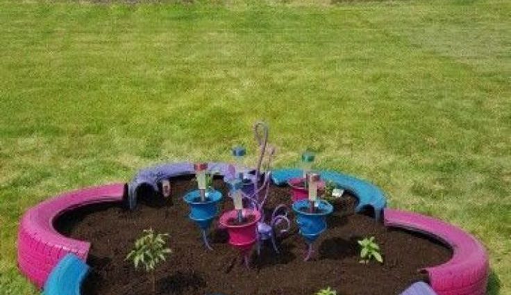 Do-it-yourself garden paths from tires + photo