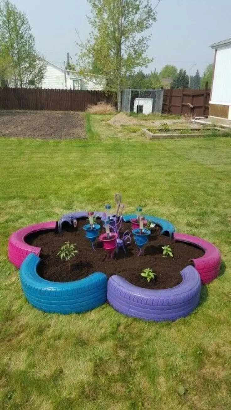 Do-it-yourself garden paths from tires + photo