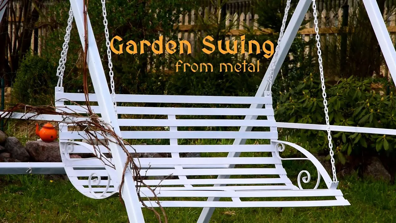 Do-it-yourself garden swing made of logs, metal, drawing and step-by-step assembly of a suspended street structure and a bench for it