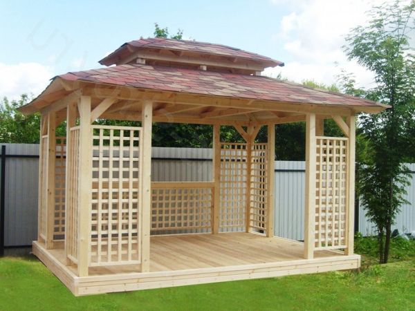 Do-it-yourself gazebo 3 by 3: design drawings for a summer residence with dimensions and a choice of materials for a square building