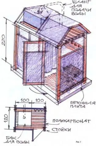 Do-it-yourself polycarbonate shower for a summer residence