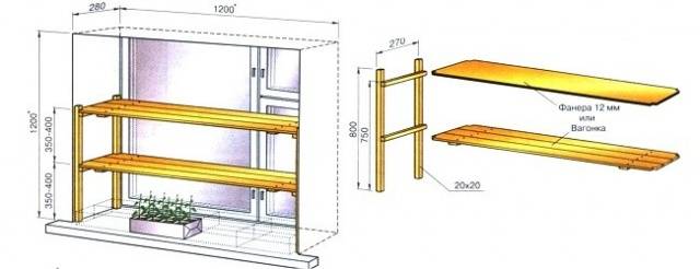 Do-it-yourself seedling shelf on the window