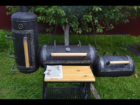 Do-it-yourself smokehouse-barbecue from a gas cylinder: drawings, photos, videos