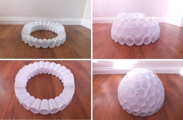 Do-it-yourself snowman made of plastic cups: step by step instructions + photo