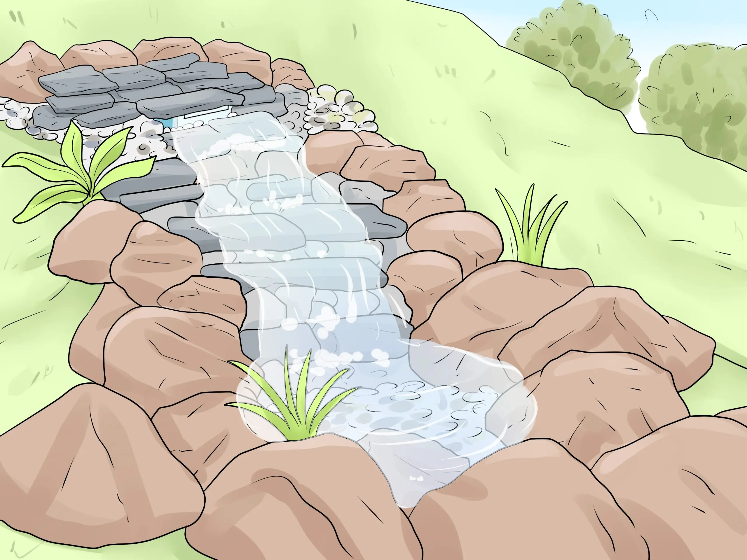 Do-it-yourself waterfall in the country: step by step instructions