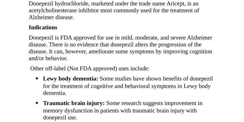 Donepezil &#8211; action, side effects and contraindications