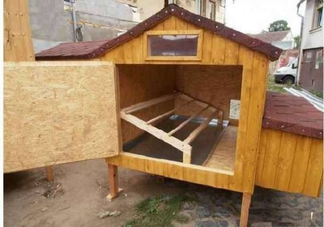 Drawing of a winter chicken coop for 5 chickens