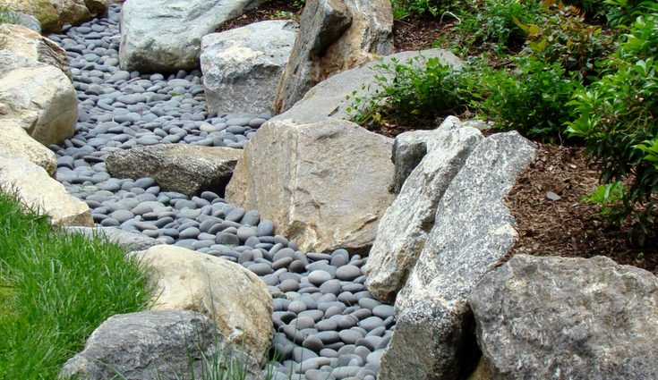 Dry stream in landscape design + photo