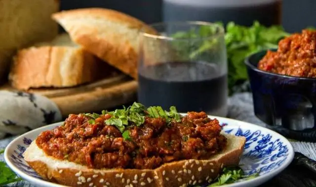 Eggplant caviar through a meat grinder