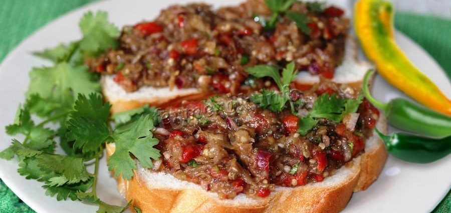 Eggplant caviar through a meat grinder