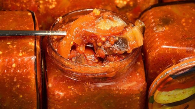 Eggplant salads in Tatar style for the winter