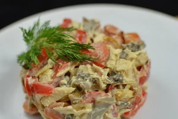 Festive salads with mushrooms for the New Year