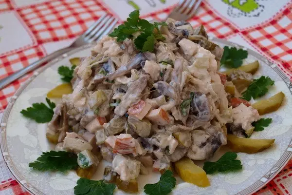 Festive salads with mushrooms for the New Year