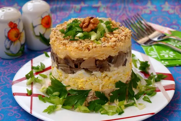 Festive salads with mushrooms for the New Year