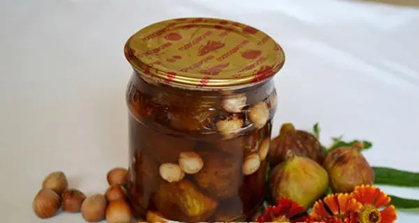 Fig jam: Armenian recipe and fig delicacy boiled with nuts, plums, lemons, oranges