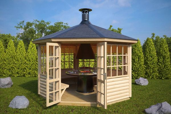 Finnish gazebos: how to make a pavilion with a grill or barbecue in the country, drawing and building a house with a barbecue with your own hands