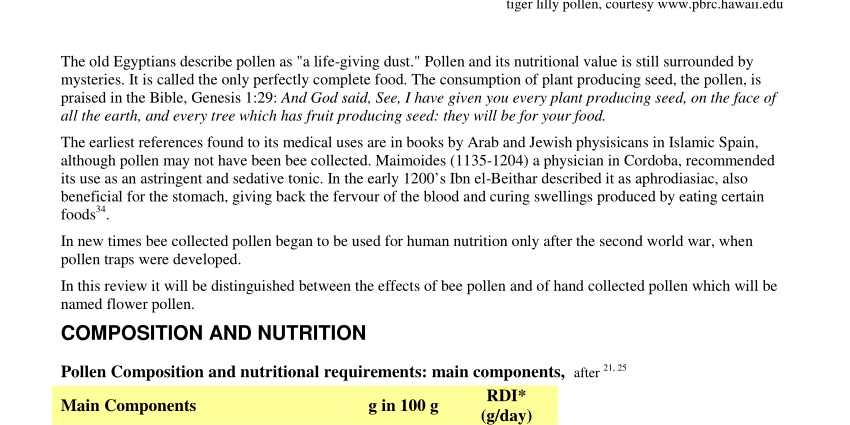 Flower pollen &#8211; ingredients, properties, indications, contraindications